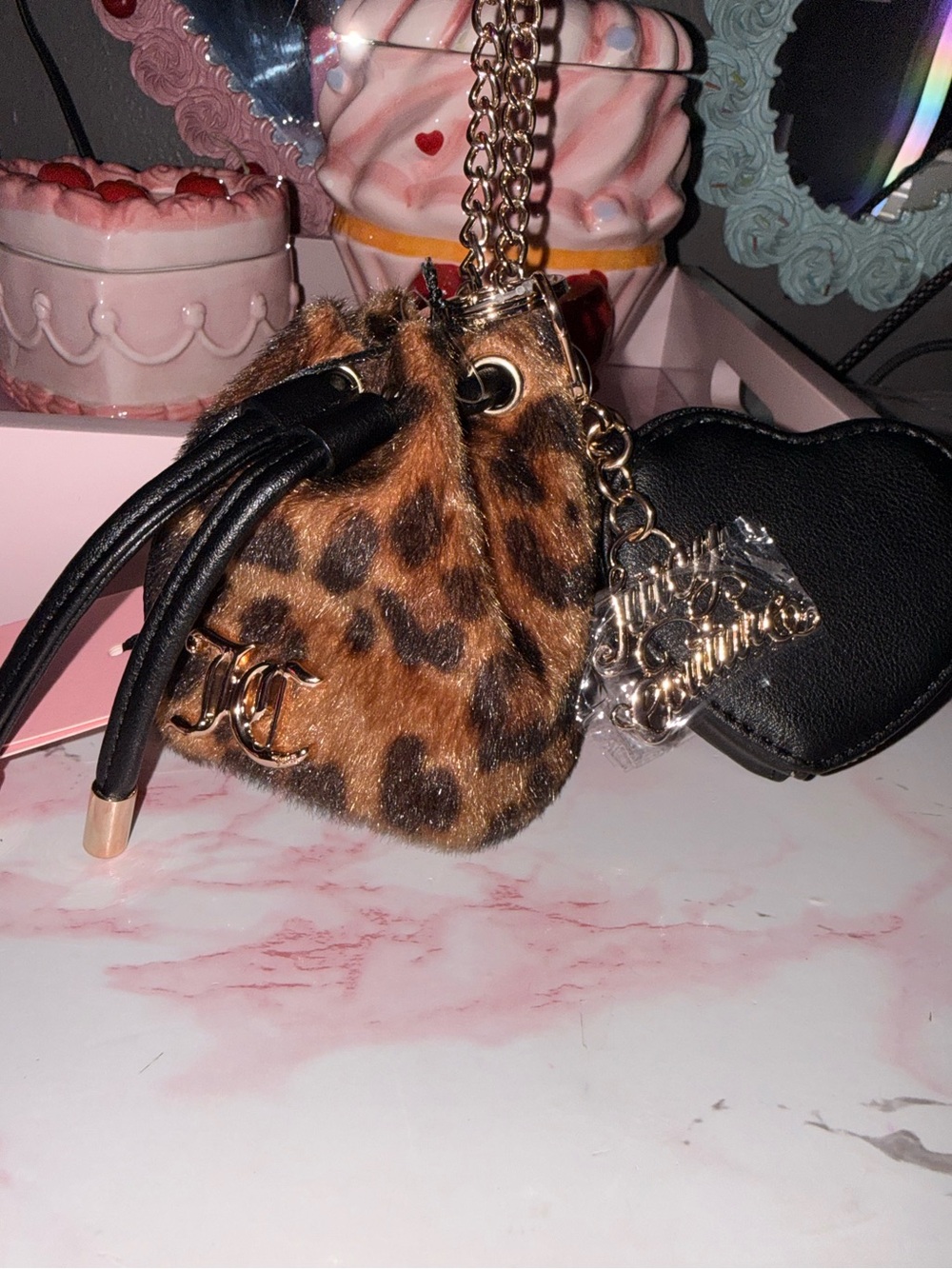 Juicy Couture Top Players Draw String And Heart Micro Natural Leopard